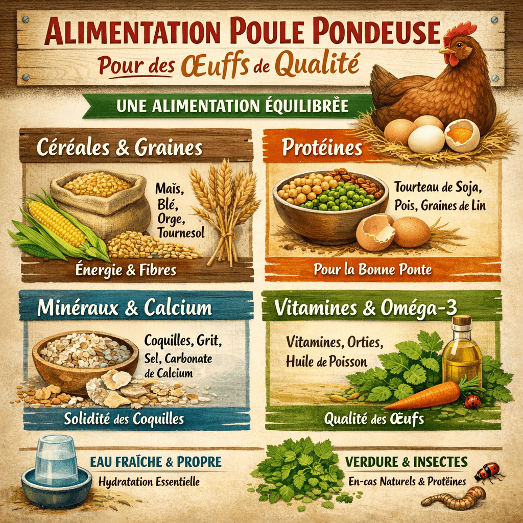 Alimentation poule pondeuse pour des œufs de qualité