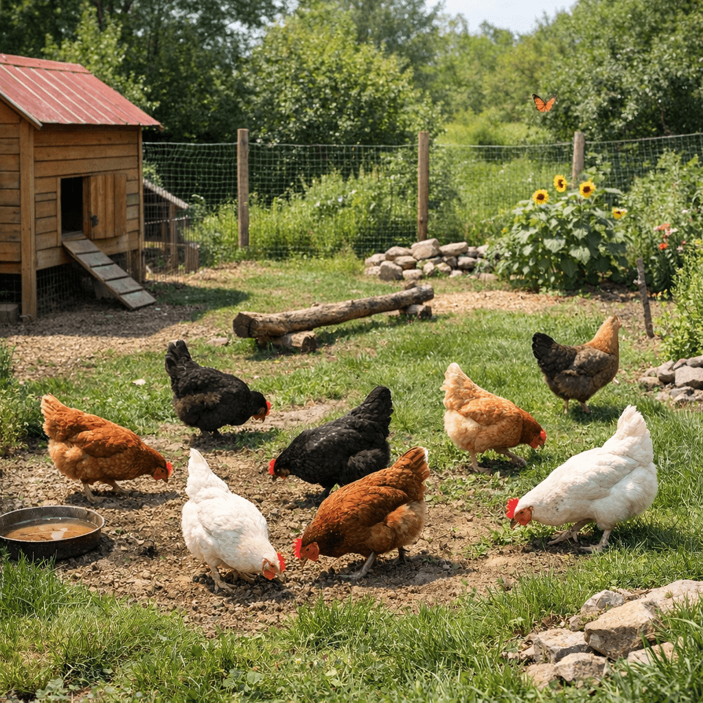 En plus du poulailler, vos poules ont besoin d’un parcours extérieur pour s’aérer, picorer, et chercher des insectes. Cet espace d’herbe ou de terre participe à leur équilibre. Comptez 8 à 10 m² par poule pour un confort optimal lorsque vous disposez de suffisamment d’espace dans le jardin.