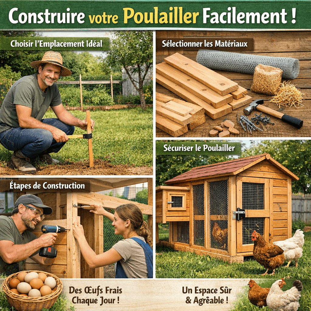 Construire un poulailler n’est pas uniquement une activité de bricolage, c’est aussi un projet durable et gratifiant. Que ce soit pour disposer d’œufs frais chaque matin, réduire vos déchets ou simplement profiter de la présence de quelques poules dans votre jardin, savoir construire un poulailler facilement est à la portée de tous. Dans ce guide pratique, nous allons voir comment choisir le bon emplacement, quels matériaux utiliser, comment assurer la sécurité et quelles étapes suivre pour un résultat solide, fonctionnel et esthétique. Même sans expérience préalable, vous pourrez créer un espace agréable et sûr pour vos volailles.