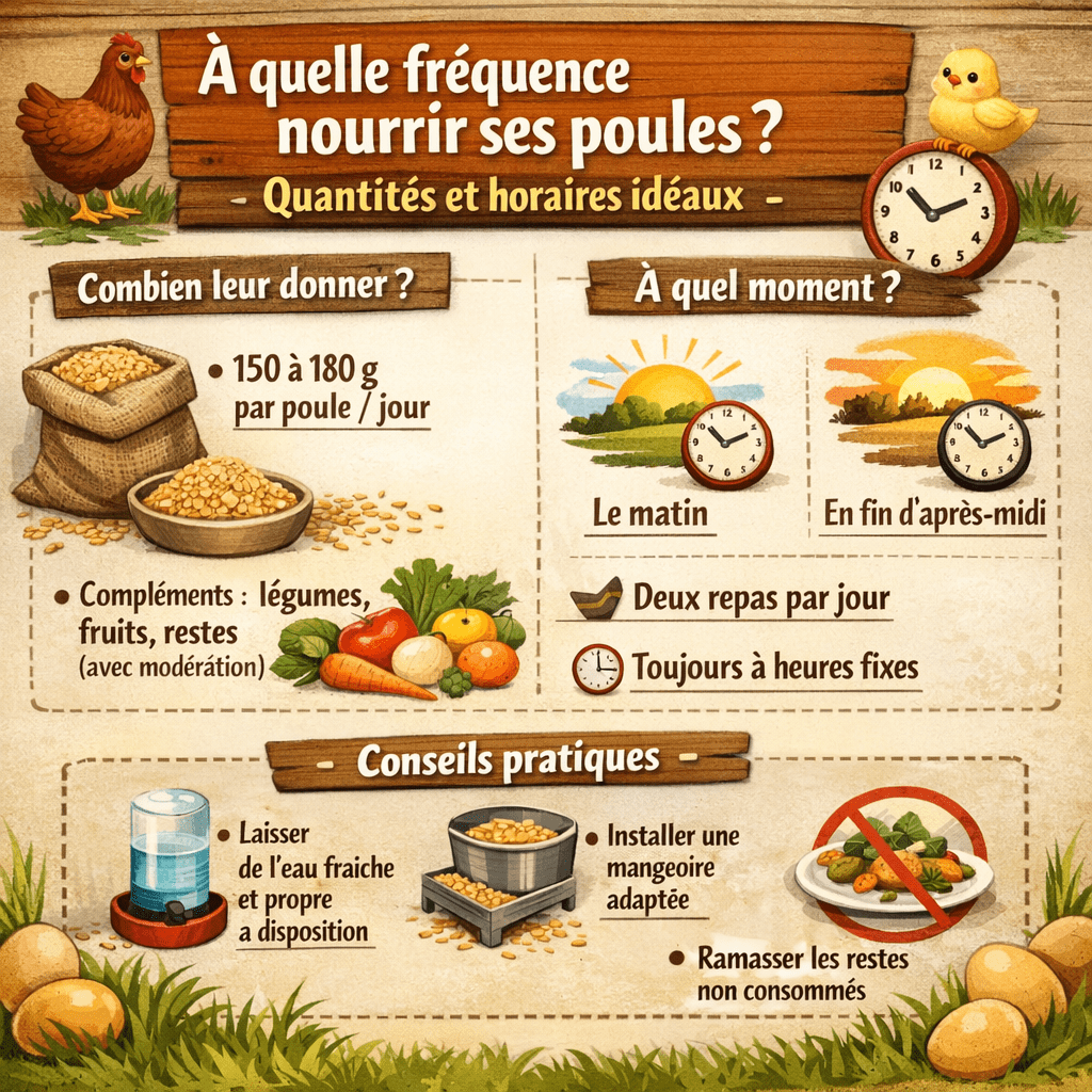 à quelle fréquence nourrir ses poules ? Quantités et horaires idéaux