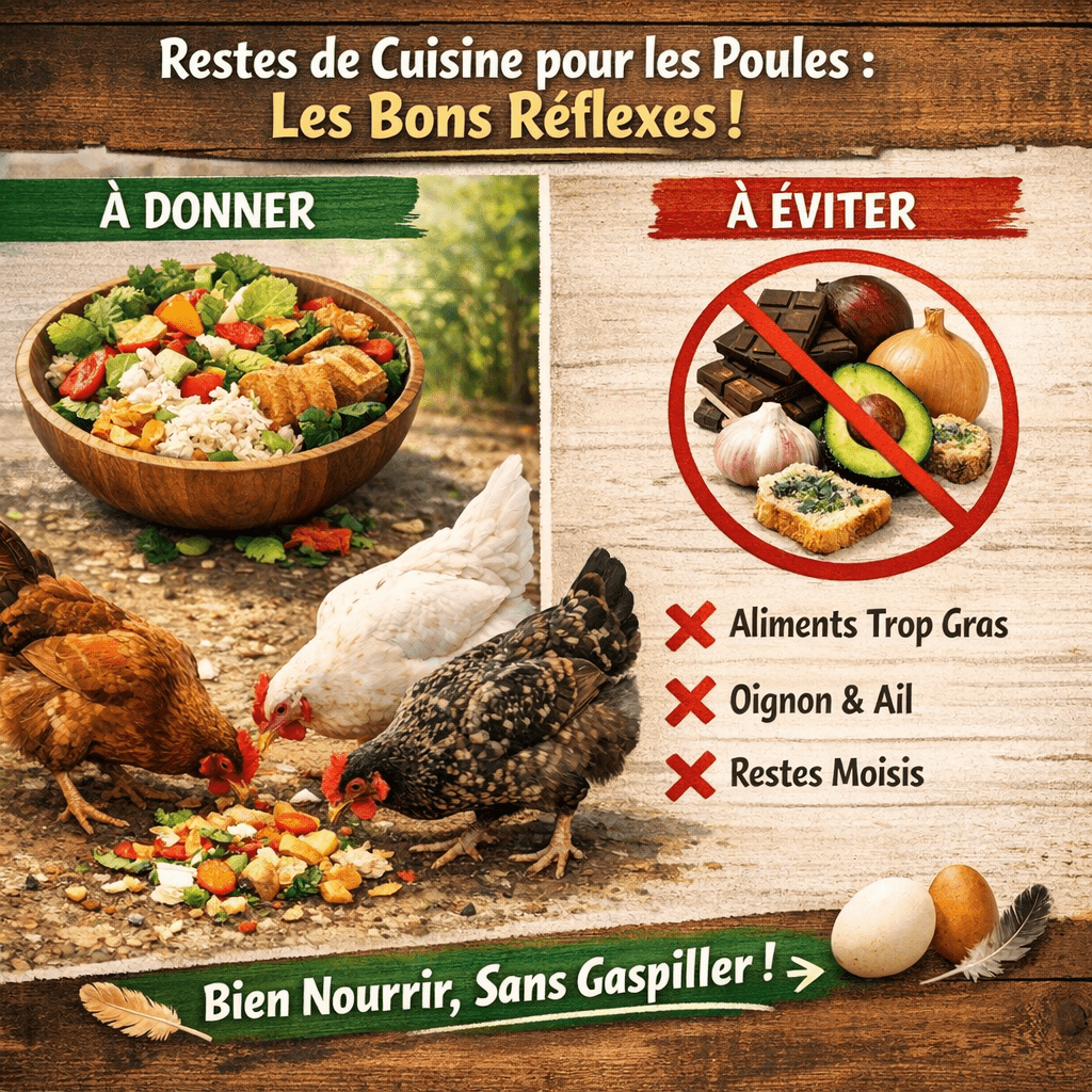 Les restes de cuisine pour les poules sont une solution intéressante pour réduire le gaspillage alimentaire tout en nourrissant vos volailles avec des aliments variés. Cependant, tous les restes ne conviennent pas à ces animaux pourtant réputés pour « manger de tout ». Pour garantir la bonne santé et la productivité de votre petit élevage, il est essentiel de connaître les bons réflexes.