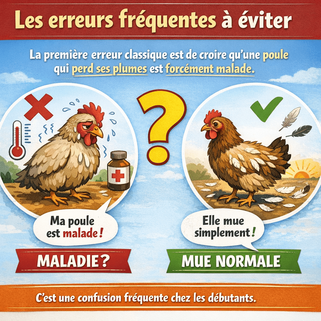 Les erreurs fréquentes à éviter La première erreur classique est de croire qu’une poule qui perd ses plumes est forcément malade. C’est une confusion fréquente chez les débutants.