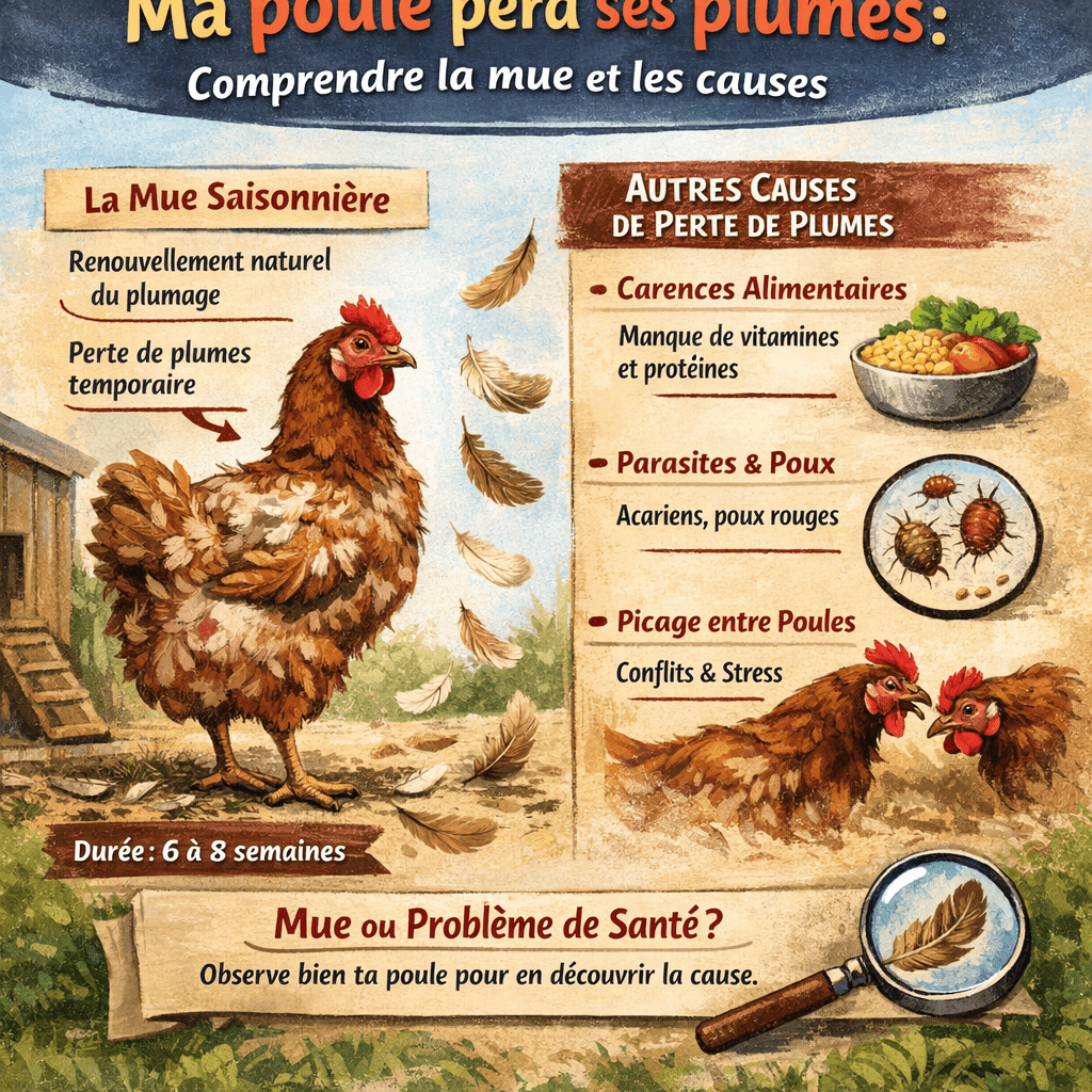 Ma poule perd ses plumes comprendre la mue et les causes. Lorsqu’une poule perd ses plumes, c’est souvent une source d’inquiétude pour son éleveur. On se demande si c’est une simple mue de poule ou le signe d’un problème plus sérieux, comme une carence ou une infestation de parasites.