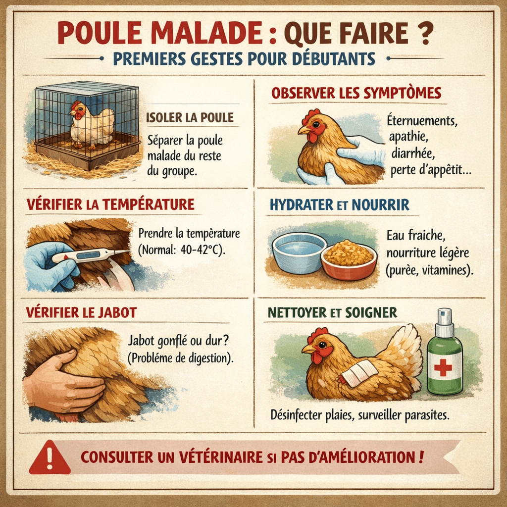 Poule malade que faire premiers gestes pour débutants