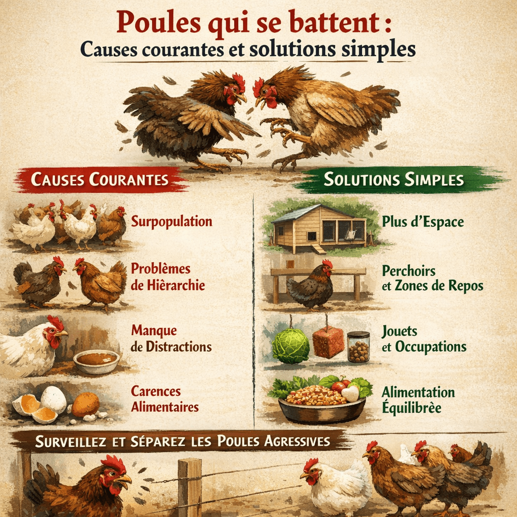 Poules qui se battent: Causes courantes et solutions simples