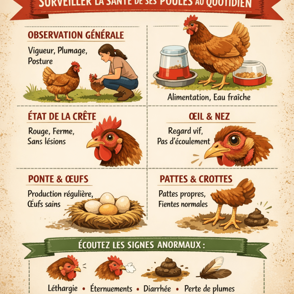 Surveiller la santé de ses poules au quotidien