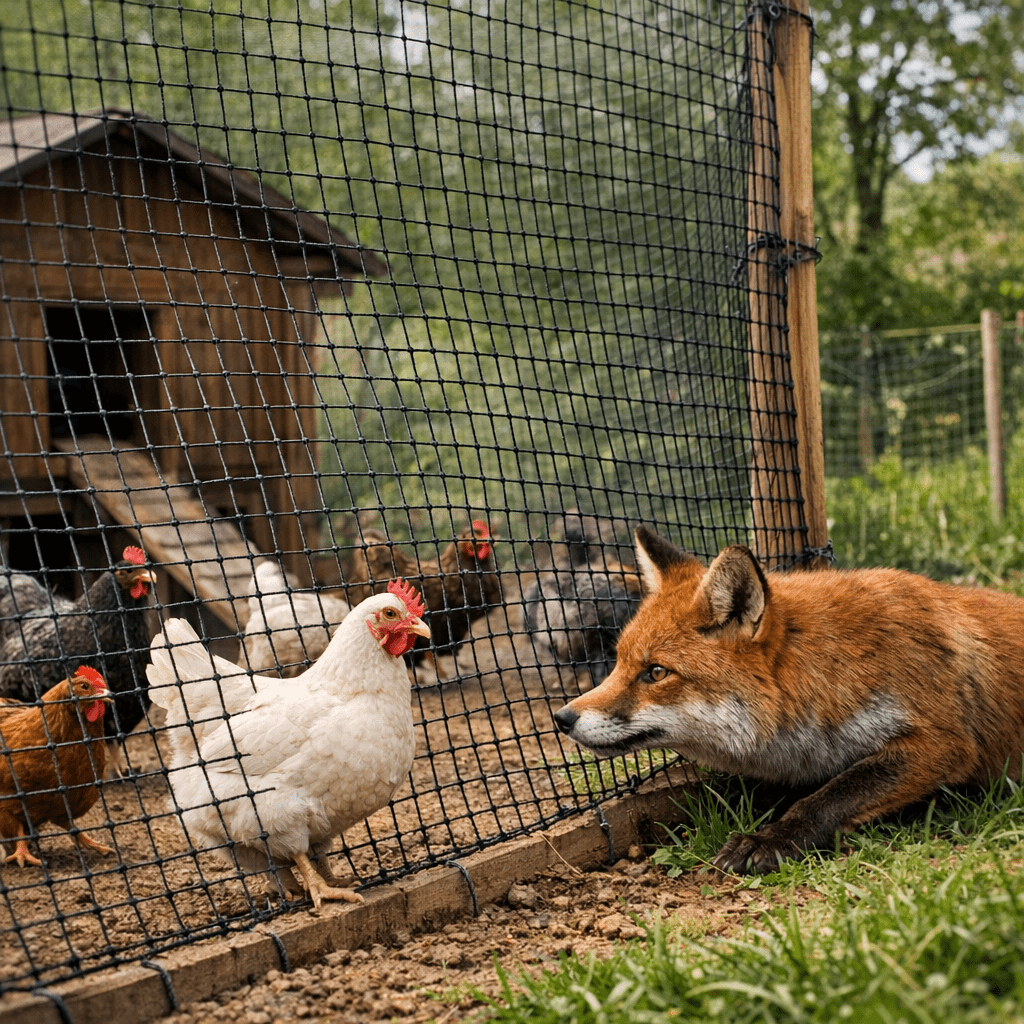 Filet de protection contre les prédateurs Le renard est l’un des principaux dangers pour les poules.