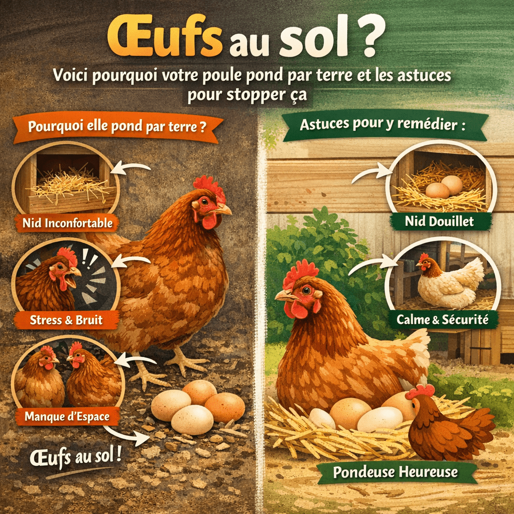 Œufs au sol ? Voici pourquoi votre poule pond par terre et les astuces pour stopper ça
