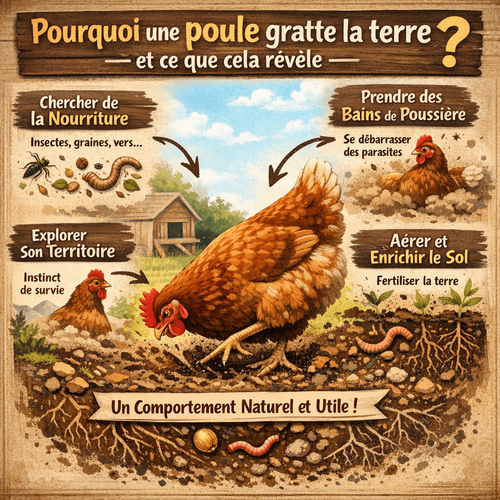Pourquoi une poule gratte la terre et ce que cela révèle