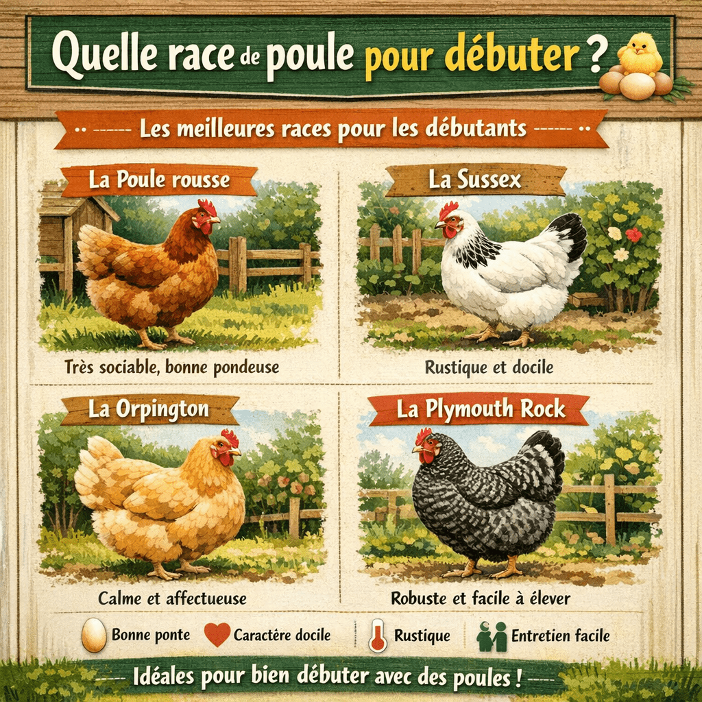 Quelle race de poule pour débuter L’une des erreurs les plus courantes consiste à choisir une race simplement parce qu’elle est “jolie”. Bien sûr, le plumage coloré ou original est séduisant, mais il ne doit pas être le seul critère.