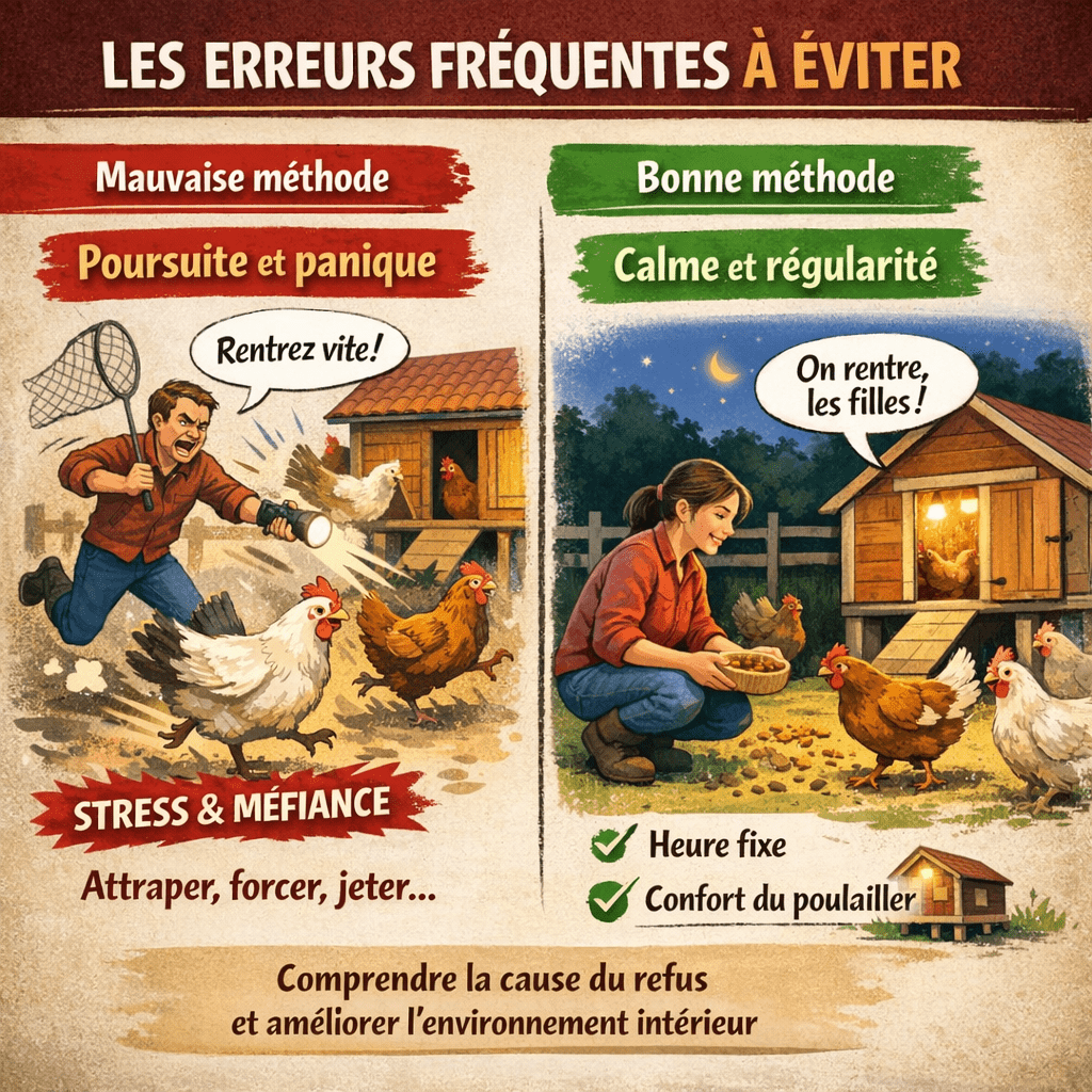 Poules qui dorment dehors : comportement normal ou vraie erreur à corriger ?