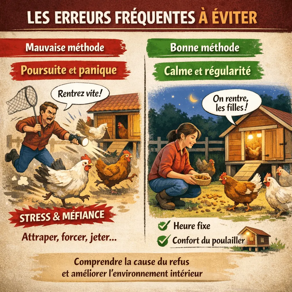 Poules qui dorment dehors : comportement normal ou vraie erreur à corriger ?