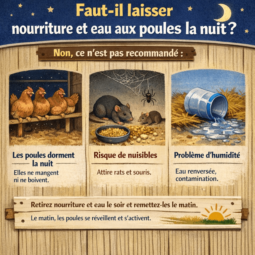 Faut il laisser nourriture et eau aux poules la nuit
