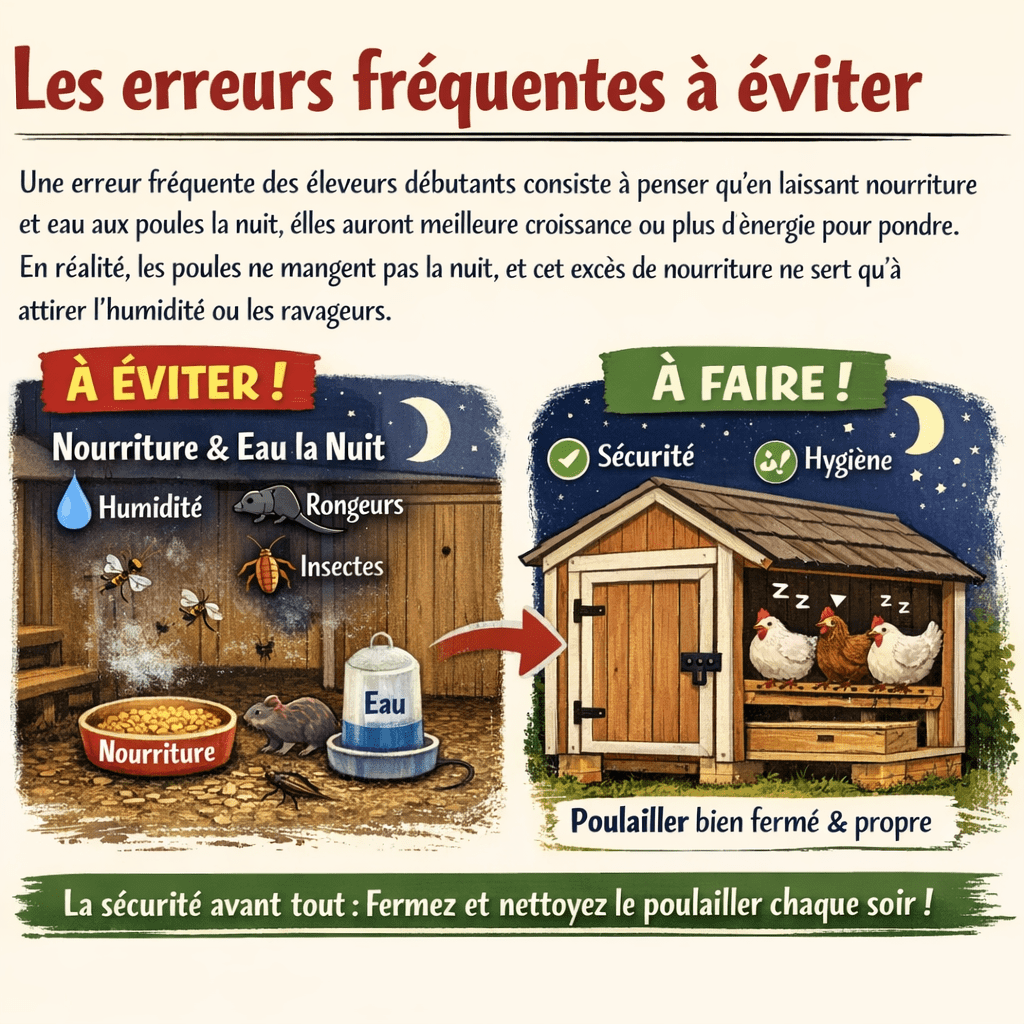 Faut il laisser nourriture et eau aux poules la nuit