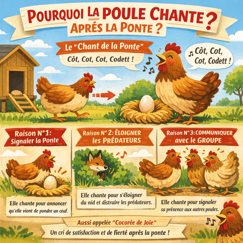 Poule qui chante après la ponte explication claire