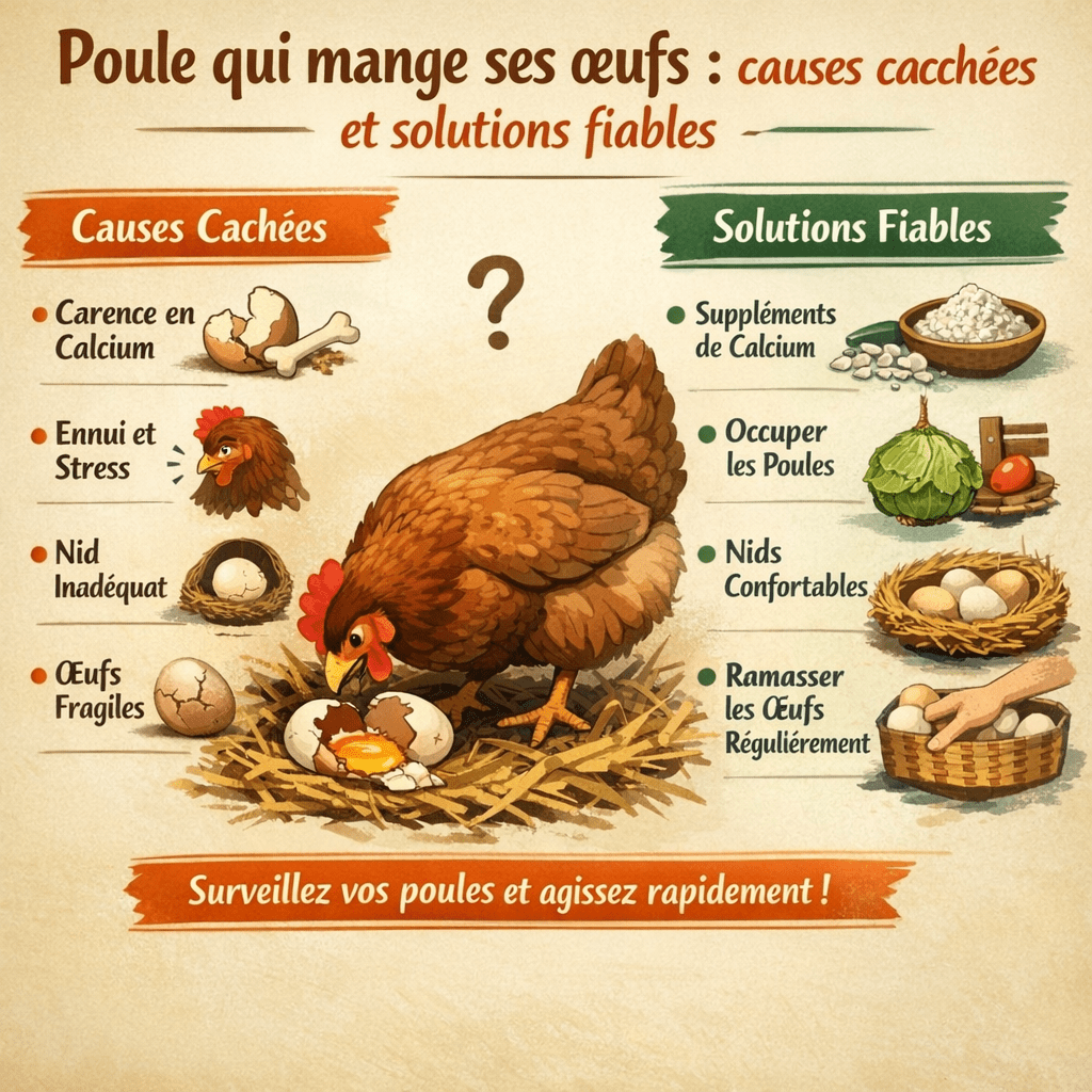 Poule qui mange ses œufs : causes cachées et solutions fiables