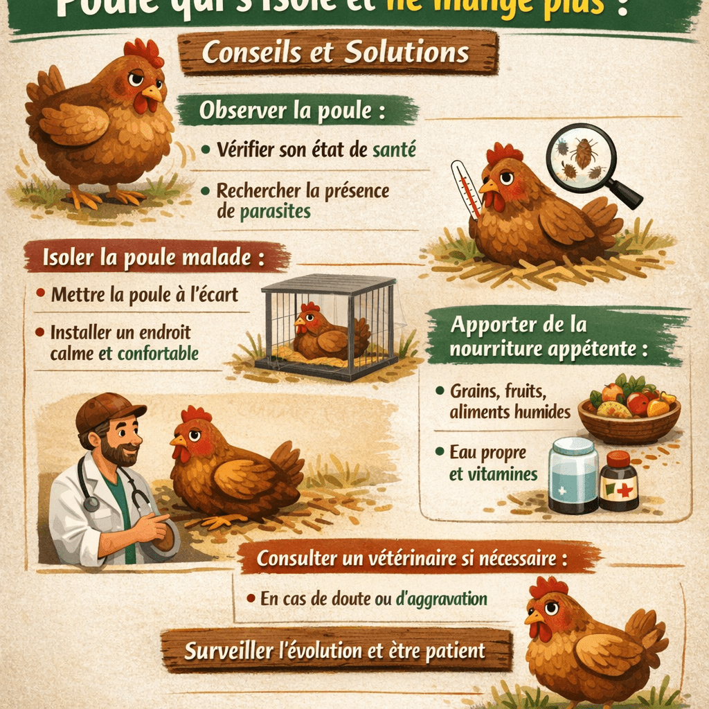 Poule qui s’isole et ne mange plus conseils et solutions