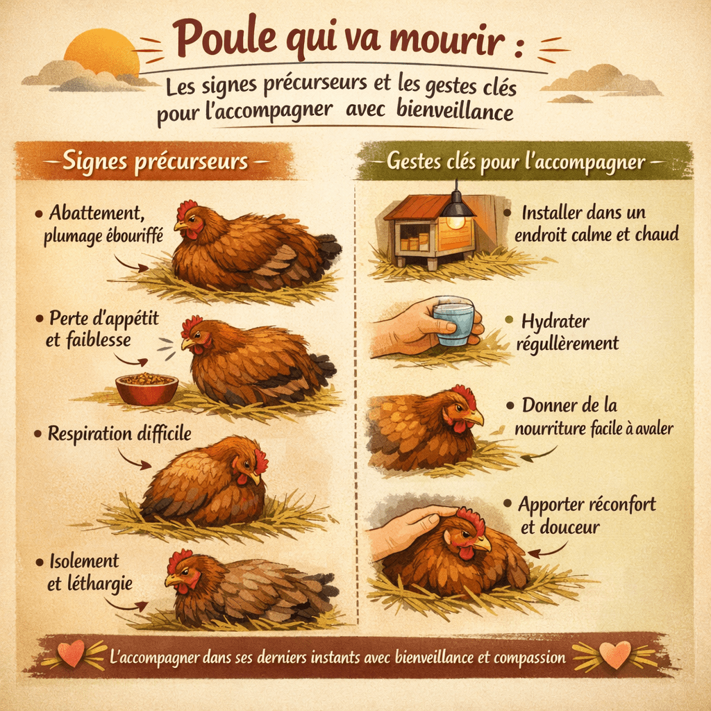 Poule qui va mourir : les signes précurseurs et les gestes clés pour l’accompagner avec bienveillance