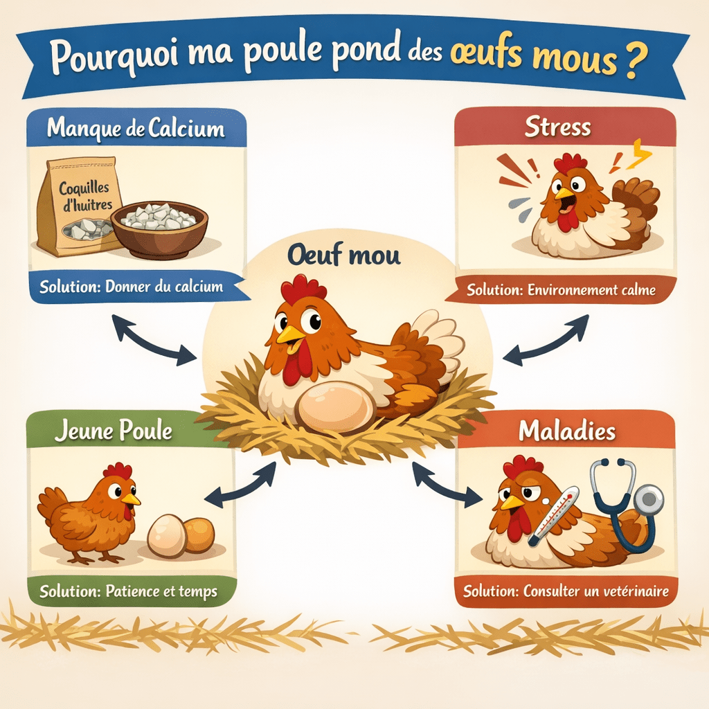 Pourquoi ma poule pond des œufs mous et comment y remédier
