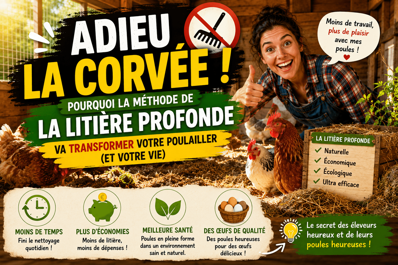 Adieu la Corvée ! Pourquoi la Méthode de la Litière Profonde va Transformer votre Poulailler (et votre Vie)