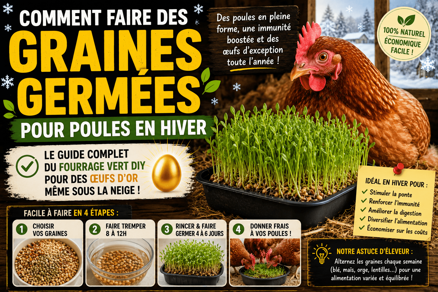 graines germées pour poules en hiver
