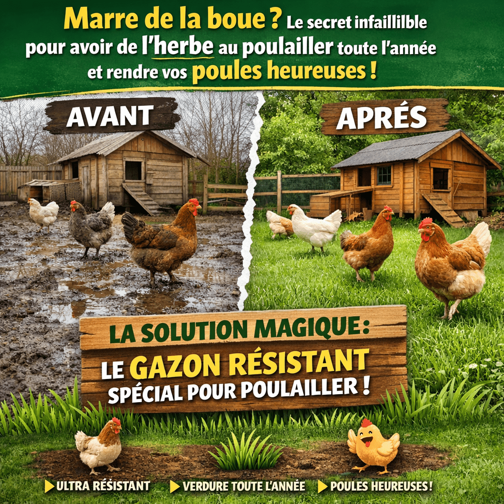 Marre de la boue ? Le secret infaillible pour avoir de l'herbe au poulailler toute l'année et rendre vos poules heureuses !