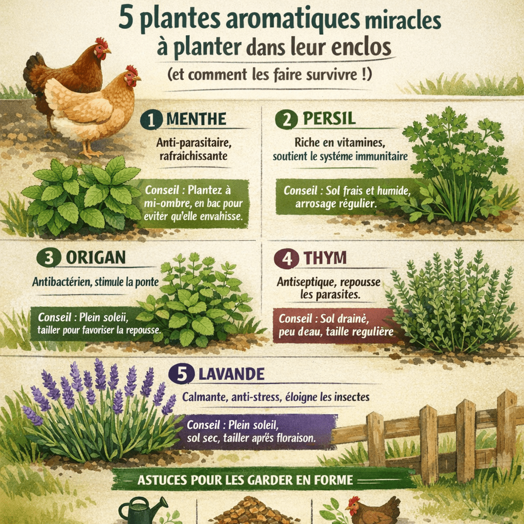 plantes aromatiques à planter dans l'enclos de vos poules
