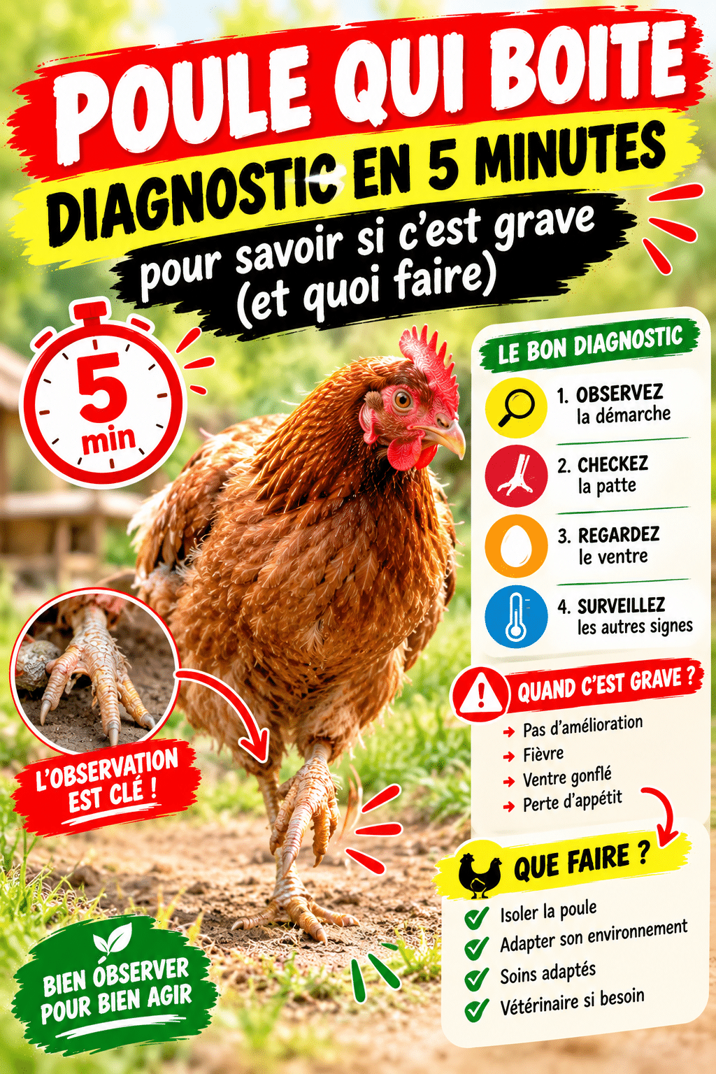 Poule qui boite